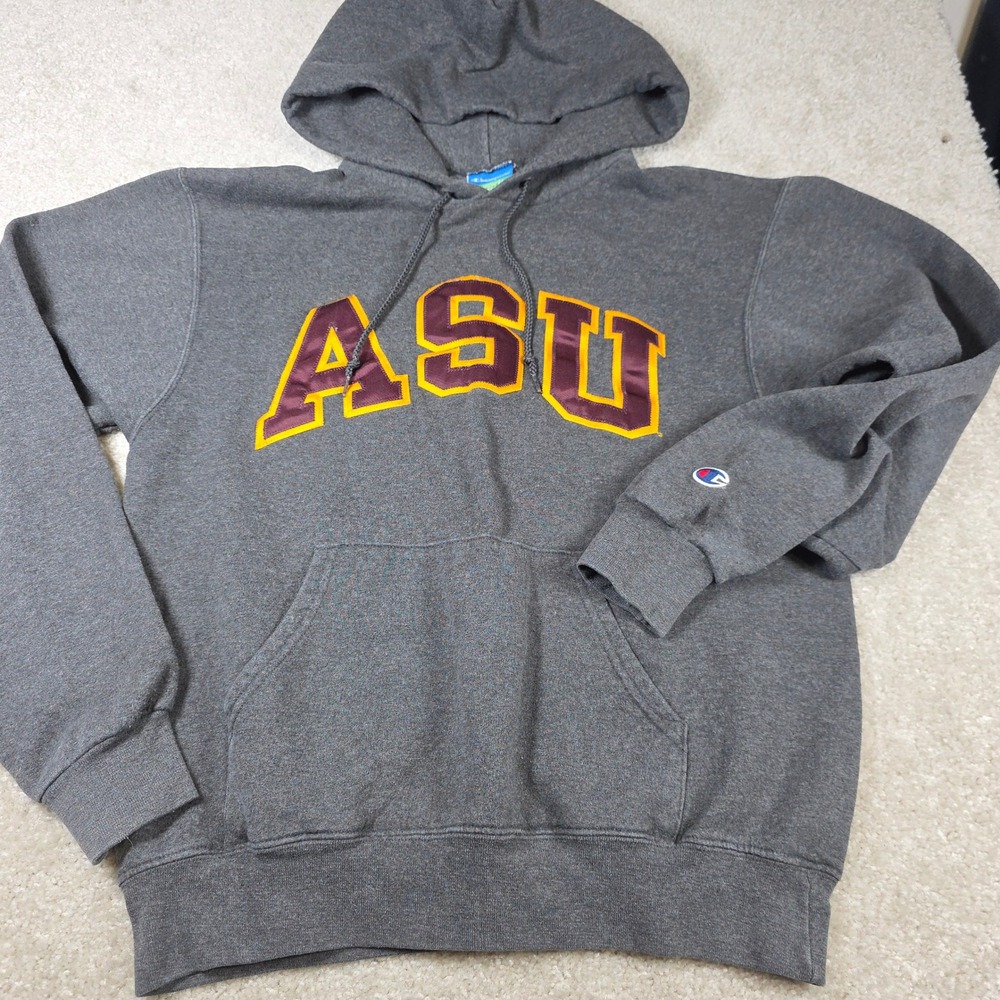 Champion Eco‎ Fleece ASU Arizona State Hoodie Mens Size S Gray Pullover